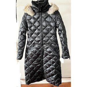 Dawn Levy Grey Quilted Long Puffer Down Jacket Small NWT